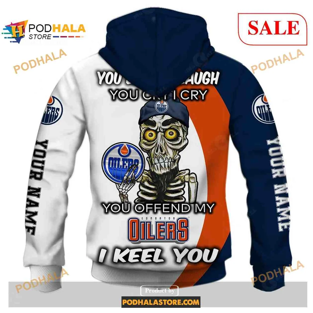 Proud Edmonton Oilers AOP Hoodie, Bold Team Logo In Blue And Orange Proud Edmonton Oilers AOP Hoodie, Bold Team Logo In Blue And Orange