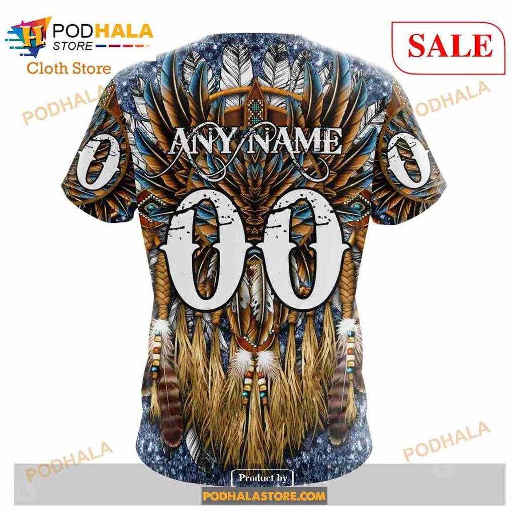 Proud Edmonton Oilers Native Hoodie With Tribal Feather Design - Product View 7 Proud Edmonton Oilers Native Hoodie With Tribal Feather Design - Product View 7