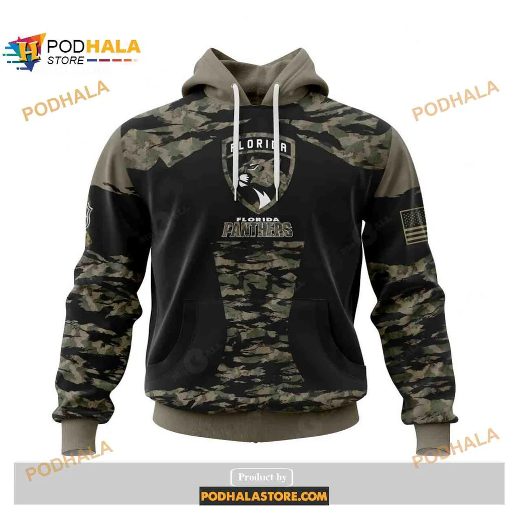 Proud Florida Panthers Military Camouflage 3d Hoodie With American Flag Patch