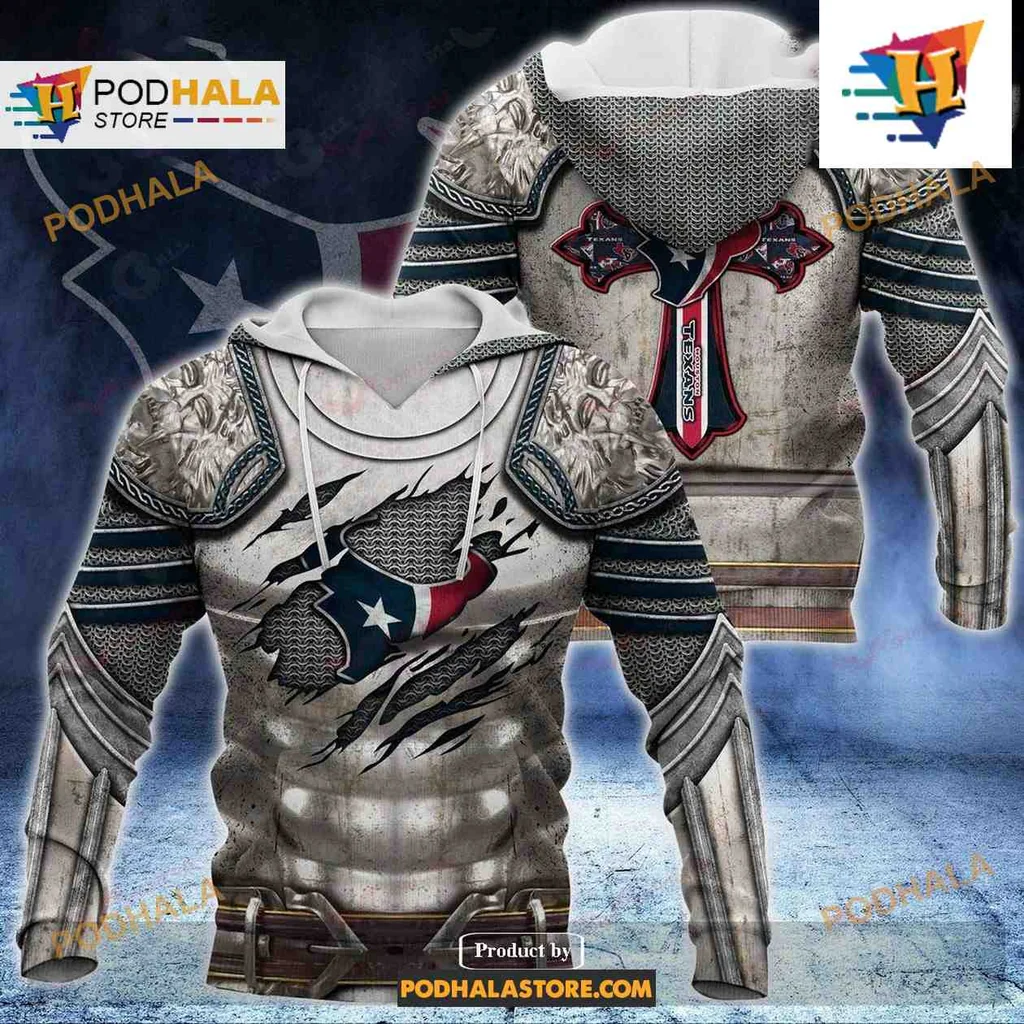 Proud Houston Texans Knight Templar 3d Hoodie With Texas Flag Design