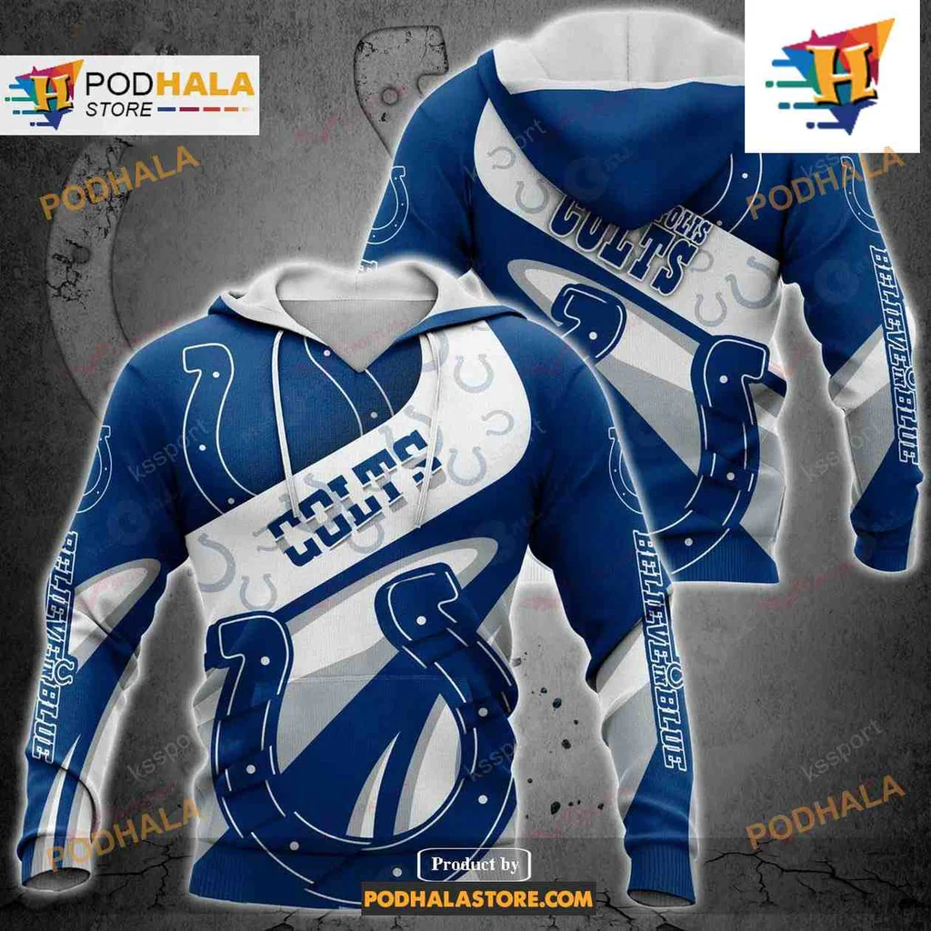 Proud Indianapolis Colts 3d Hoodie Featuring Iconic Horseshoe Logo