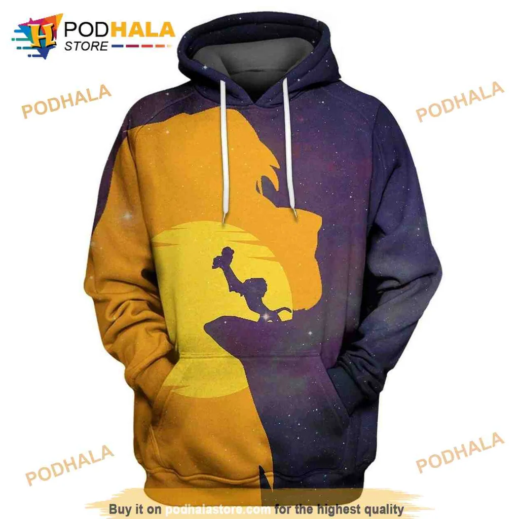 Proud Lion King Sunset 3d Hoodie Featuring Dramatic Lion Silhouette Design