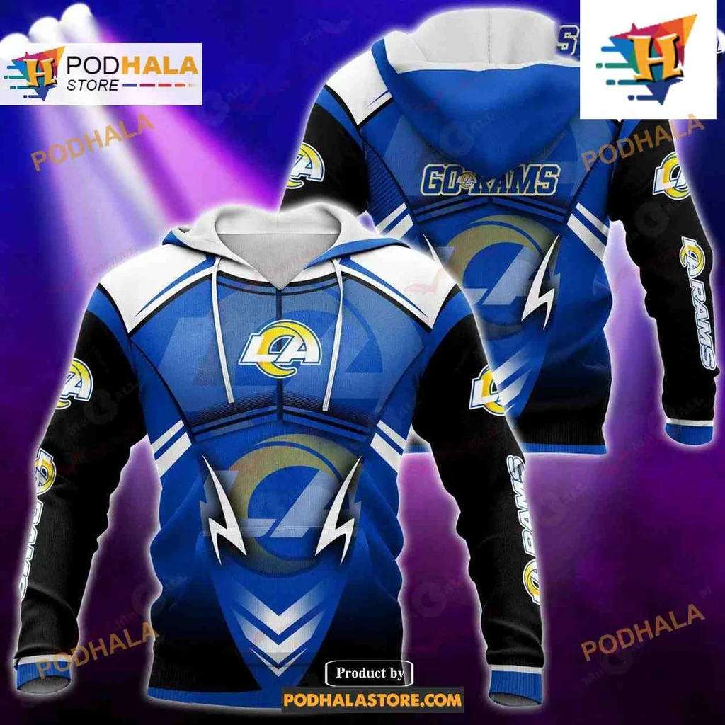 Proud Los Angeles Rams 3d Hoodie With Bold Lightning Bolt Design