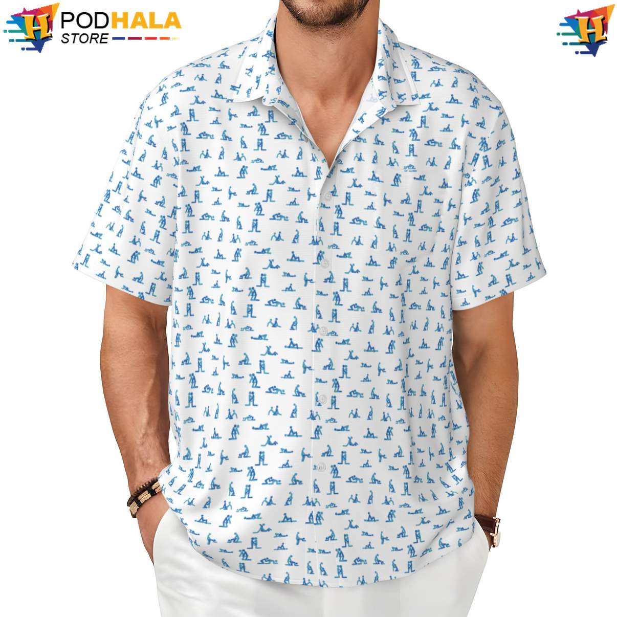 Proud Male Hawaiian Shirt Love Pose Funny Mens Short Sleeve Beach Apparel
