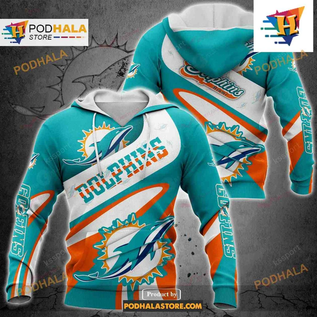 Proud Miami Dolphins 3d Hoodie, Vibrant Teal And Orange Team Spirit Apparel
