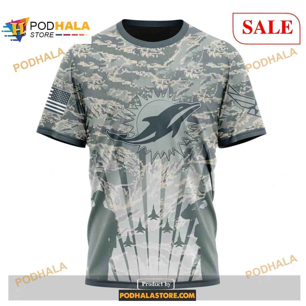 Proud Miami Dolphins Military AOP Hoodie With Camouflage And American Flag Proud Miami Dolphins Military AOP Hoodie With Camouflage And American Flag