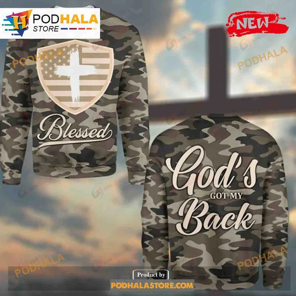 Proud Military Camouflage 3d Hoodie With American Flag And Cross Design