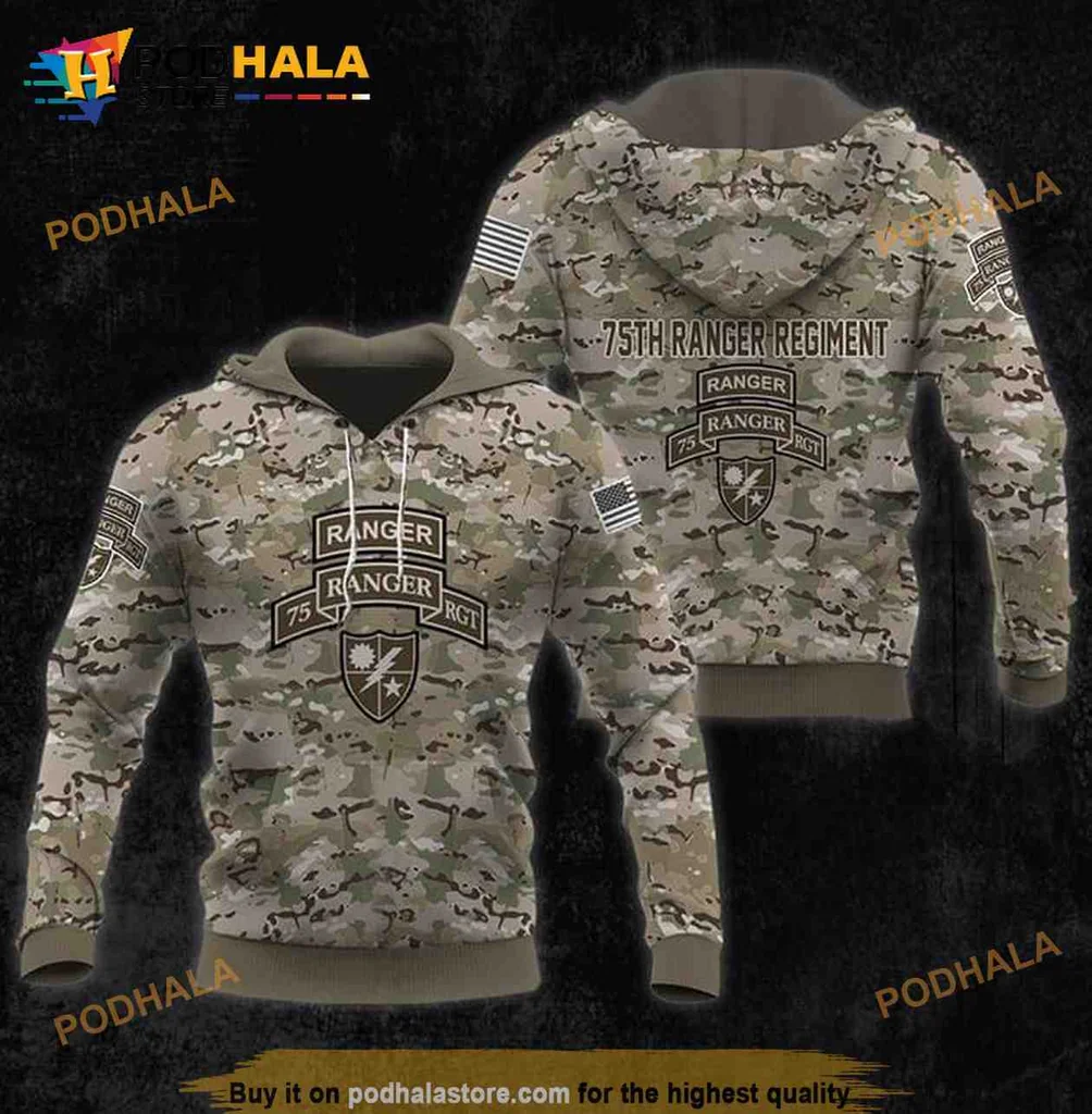 Proud Military Ranger Regiment 3d Hoodie With Camouflage Design