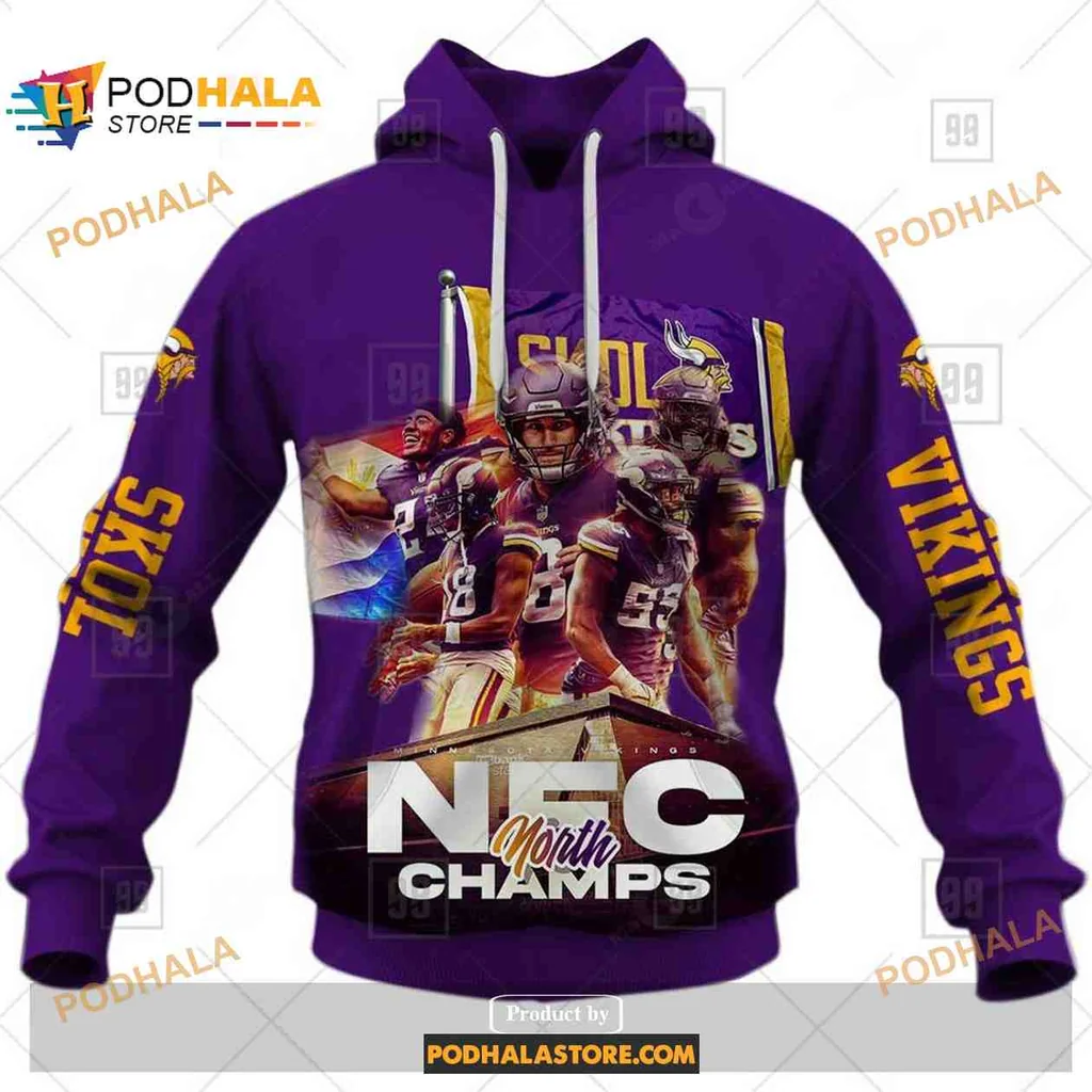 Proud Minnesota Vikings Nfc Champs 3d Hoodie With Players In Action