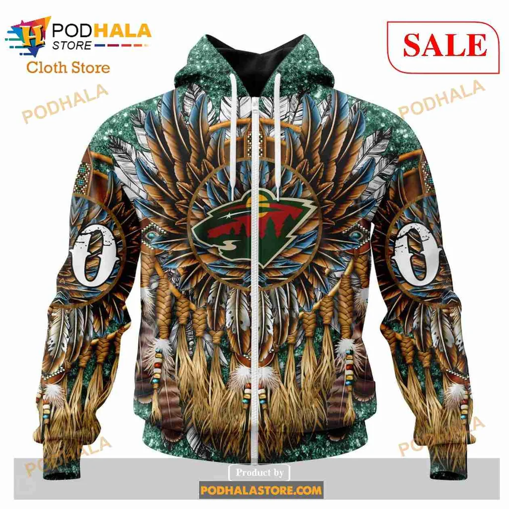 Proud Minnesota Wild Native American All Over Print Hoodie Featuring Nature Motif Proud Minnesota Wild Native American All Over Print Hoodie Featuring Nature Motif