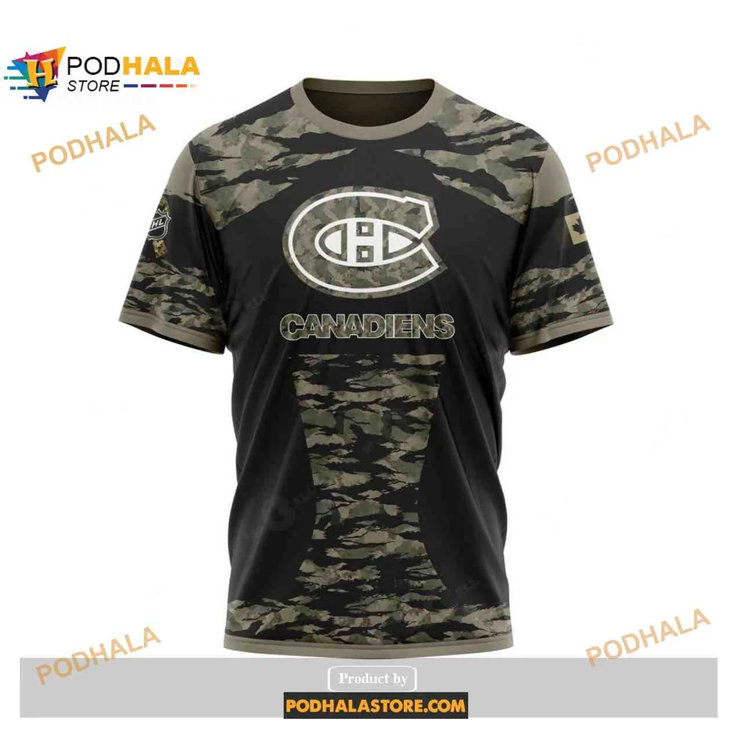 Proud Montreal Canadiens Military Camouflage Hoodie With Team Spirit - View 2 Proud Montreal Canadiens Military Camouflage Hoodie With Team Spirit - View 2