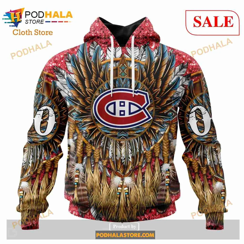 Proud Montreal Canadiens Native American 3d Hoodie With Intricate Feather Design