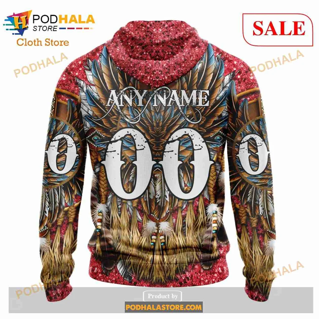 Proud Montreal Canadiens Native American AOP Hoodie With Intricate Feather Design Proud Montreal Canadiens Native American AOP Hoodie With Intricate Feather Design