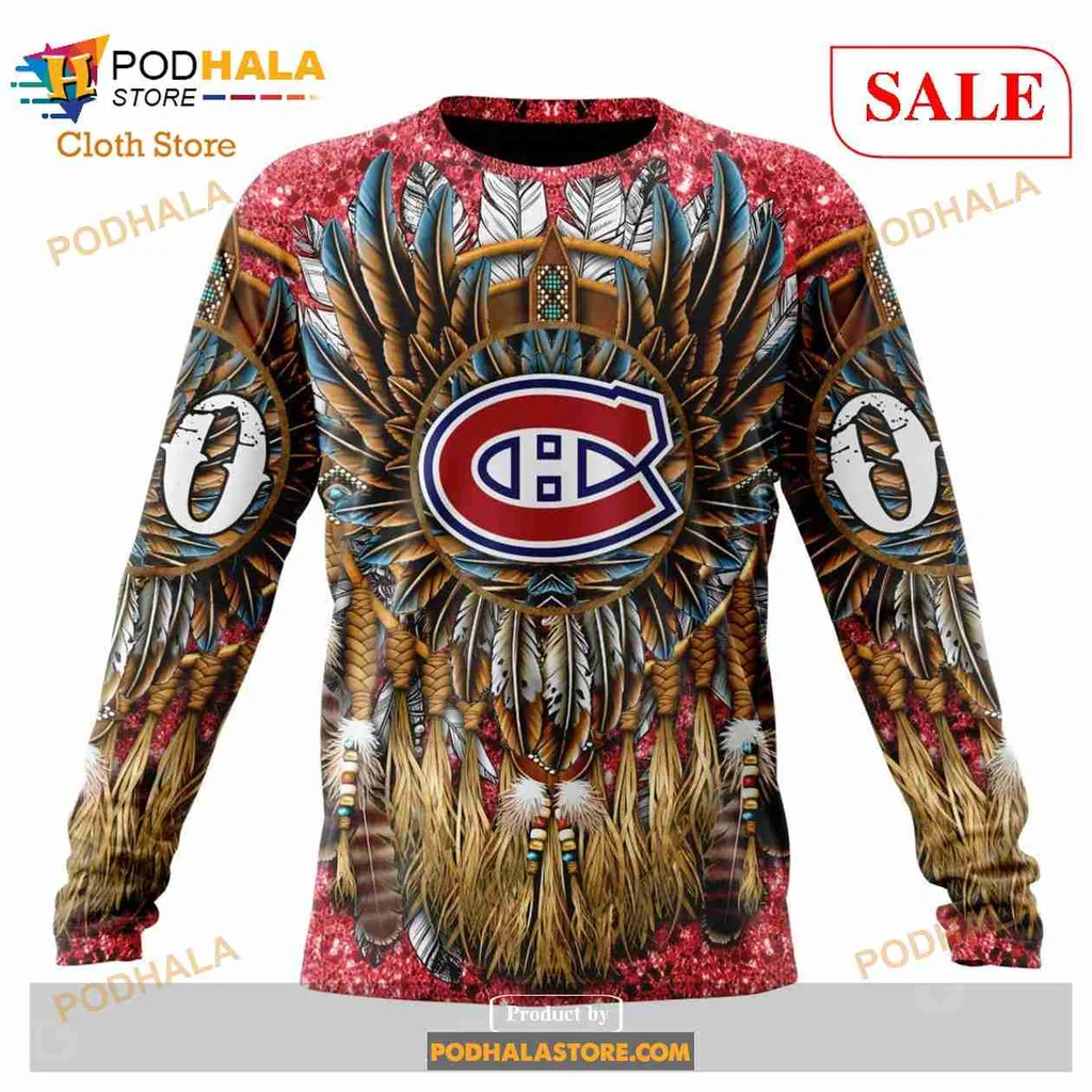 Proud Montreal Canadiens Native American 3D Print Hoodie With Intricate Feather Design Proud Montreal Canadiens Native American 3D Print Hoodie With Intricate Feather Design