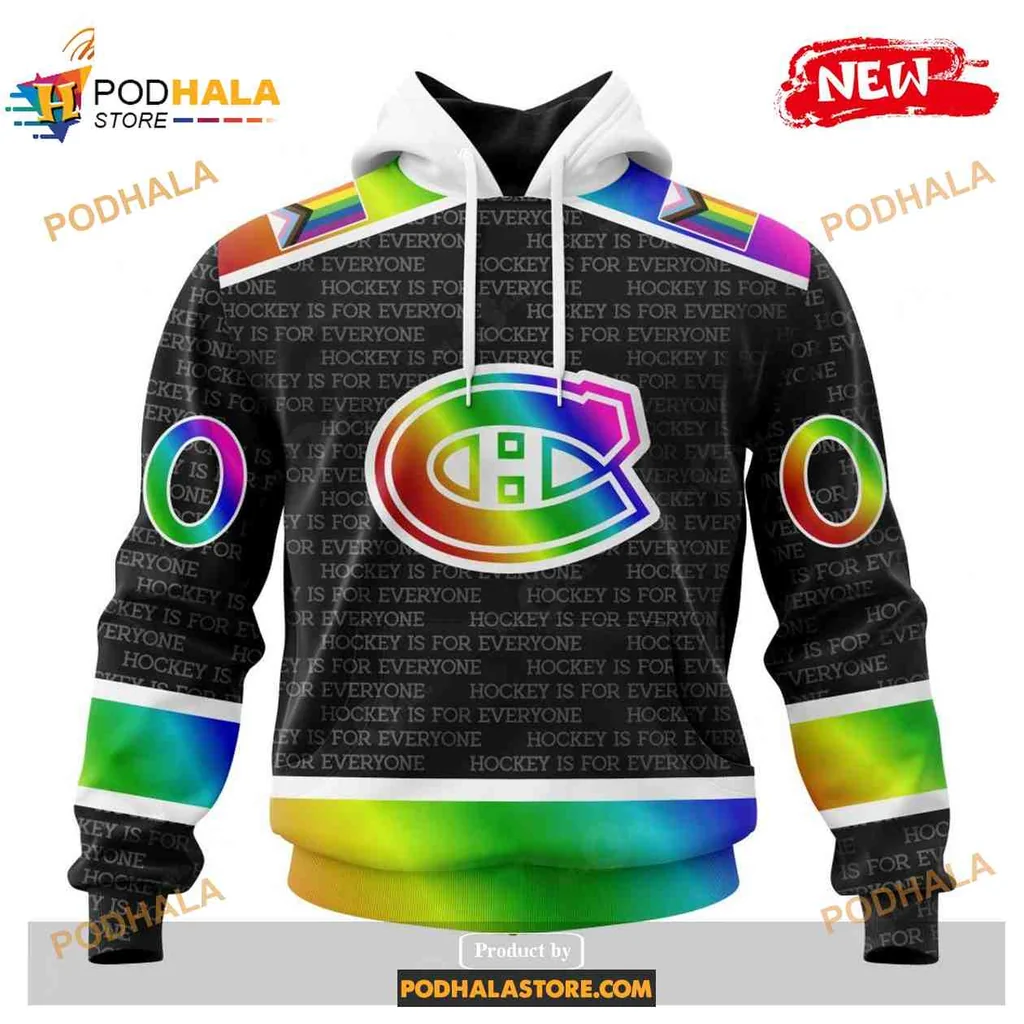 Proud Montreal Canadiens Rainbow Hoodie, Hockey Is For Everyone Design
