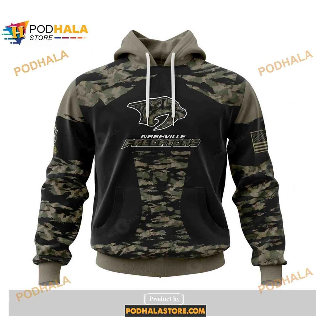 Proud Nashville Predators Military Camouflage Hoodie With Panther Design