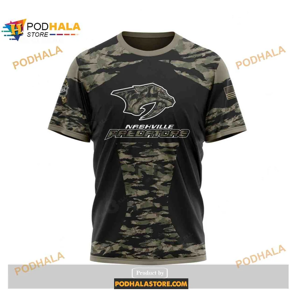 Proud Nashville Predators Military Camouflage Hoodie With Panther Design - View 2 Proud Nashville Predators Military Camouflage Hoodie With Panther Design - View 2