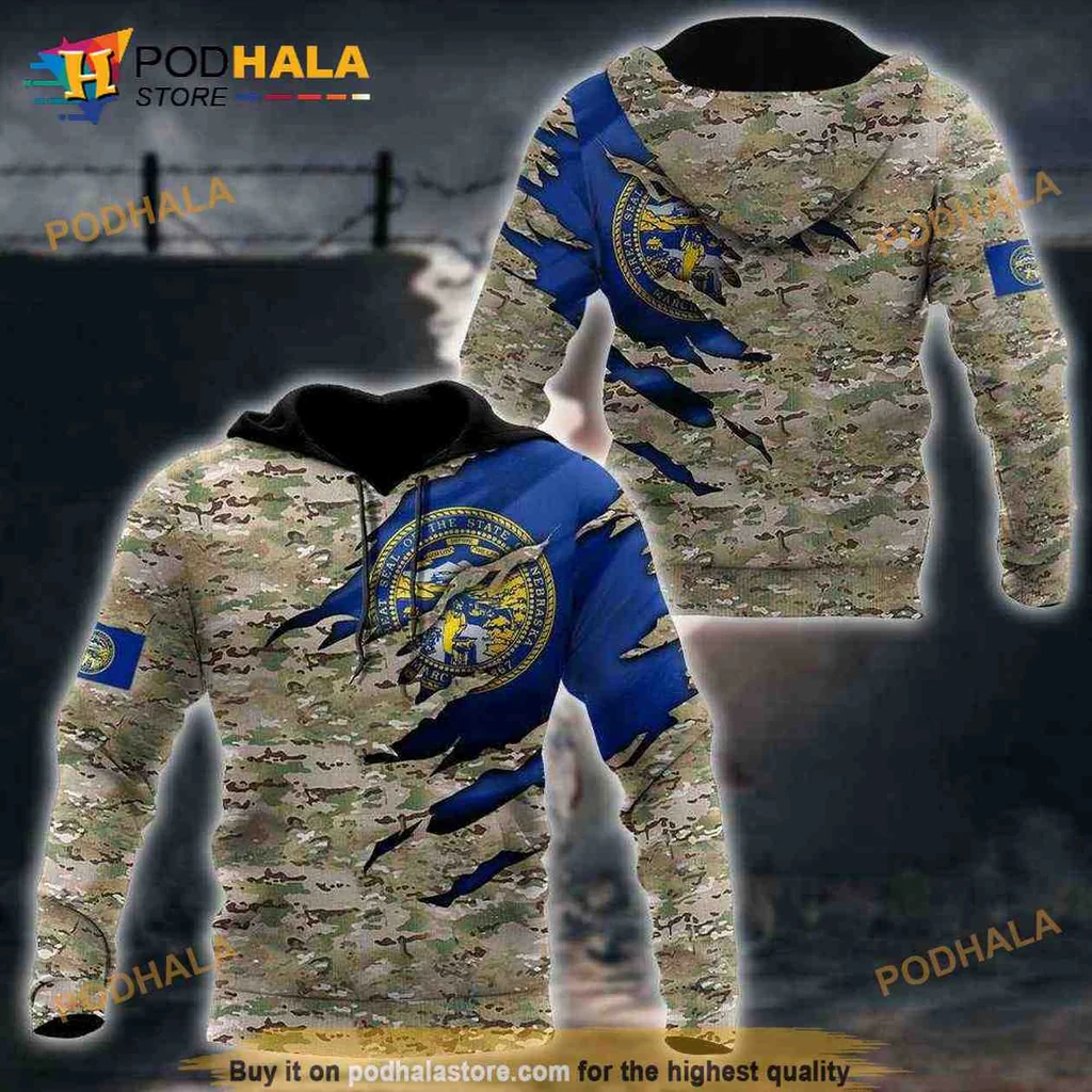 Proud Nebraska Camouflage 3d Hoodie Featuring Distressed Design