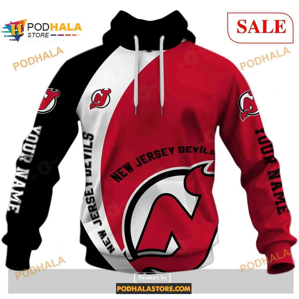 Proud New Jersey Devils 3d Hoodie, Bold Team Logo In Red And Black