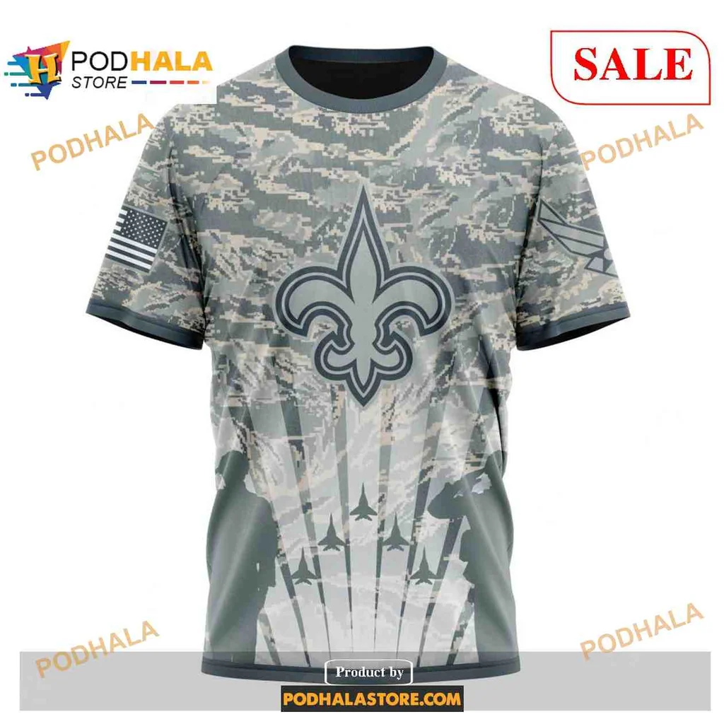Proud New Orleans Saints Military AOP Hoodie With Fleur De Lis And American Flag Proud New Orleans Saints Military AOP Hoodie With Fleur De Lis And American Flag