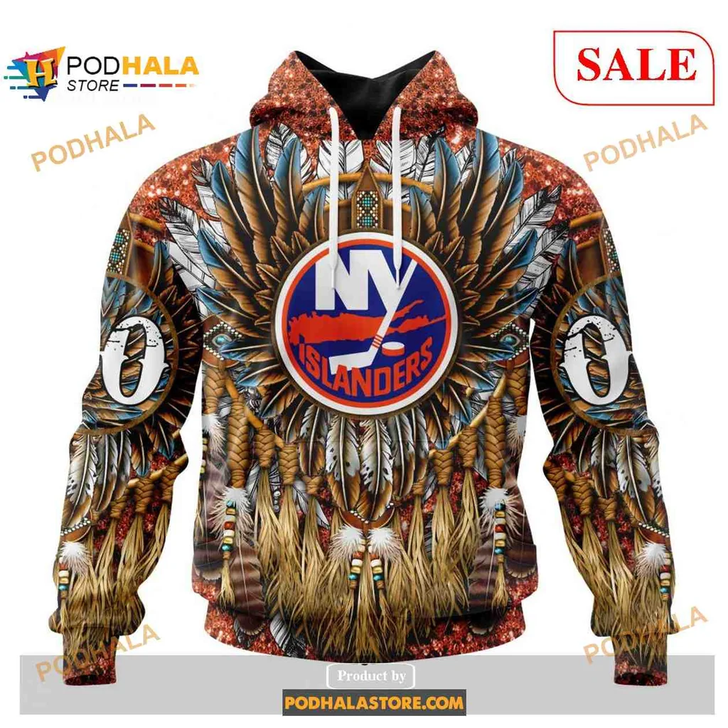 Proud New York Islanders 3d Hoodie With Native American Inspired Design