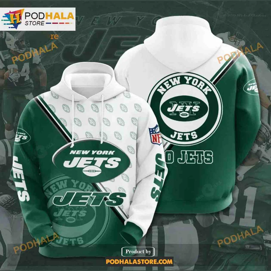 Proud New York Jets 3d Hoodie Featuring Bold Team Logo Design
