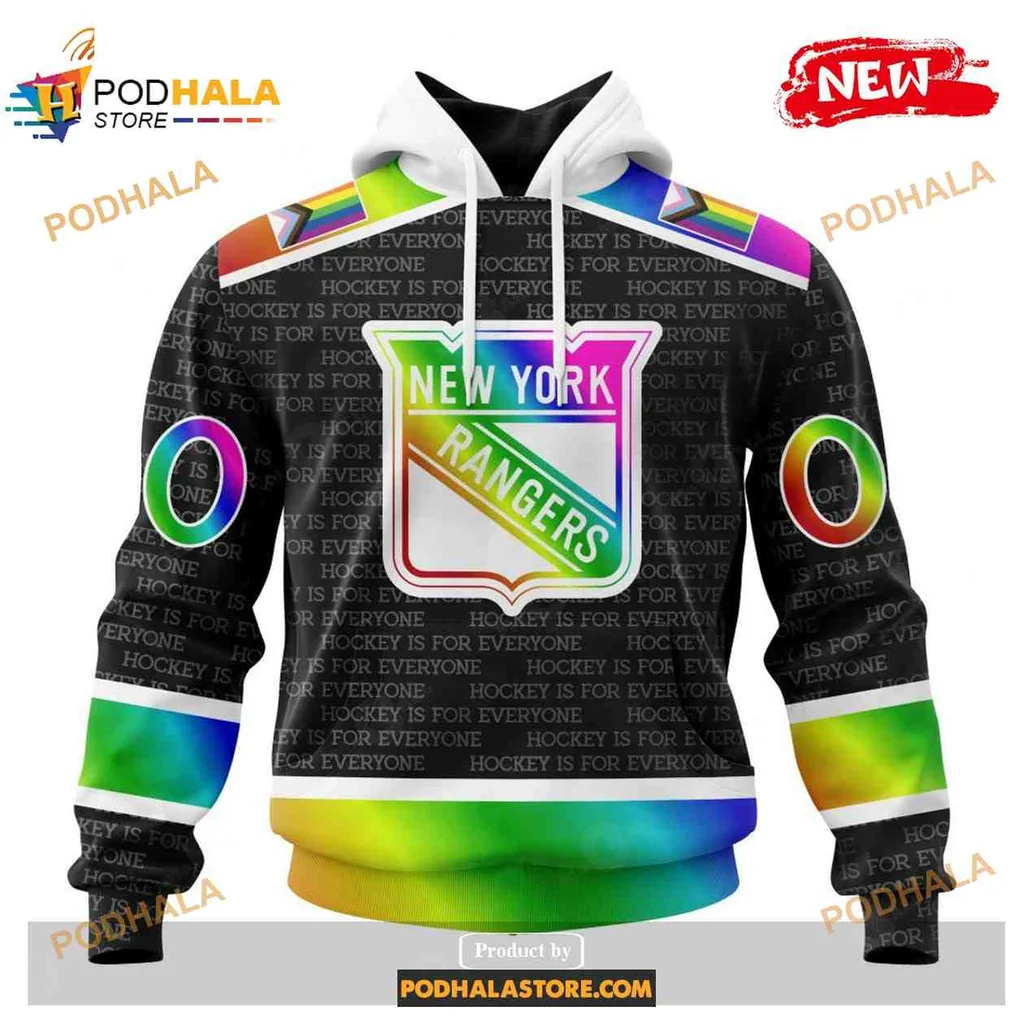 Proud New York Rangers 3d Hoodie With Vibrant Rainbow Gradient Design