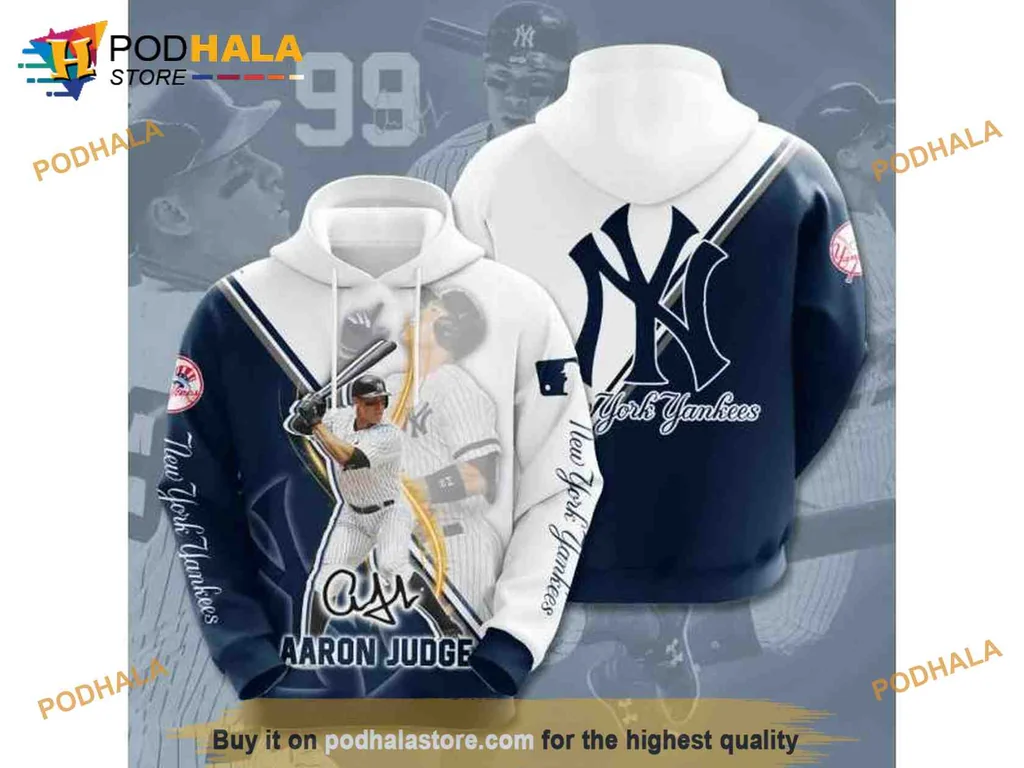 Proud New York Yankees 3d Hoodie Featuring Aaron Judge In Action