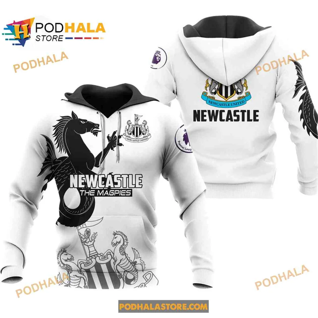Proud Newcastle United Magpies 3d Hoodie Featuring Bold Black And White Design