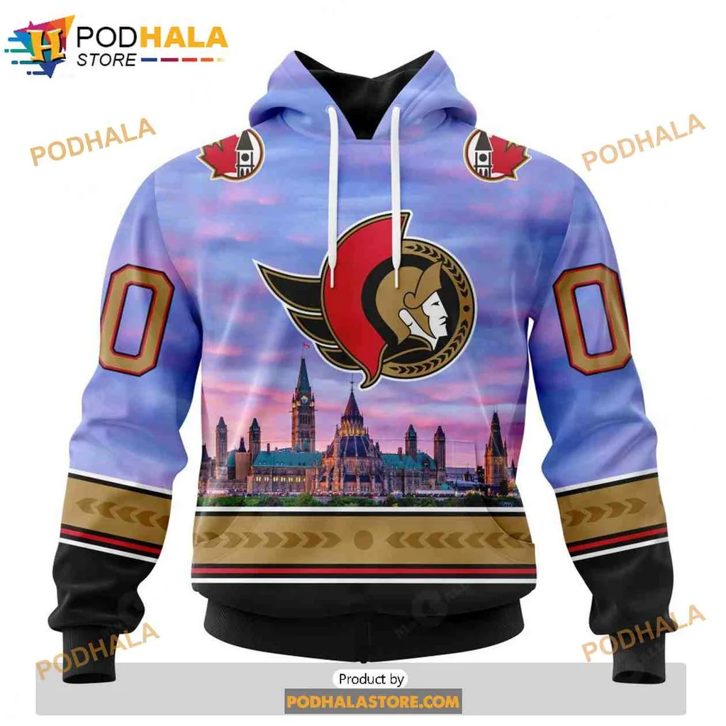 Proud Ottawa Senators 3d Hoodie Featuring Parliament Hill Design