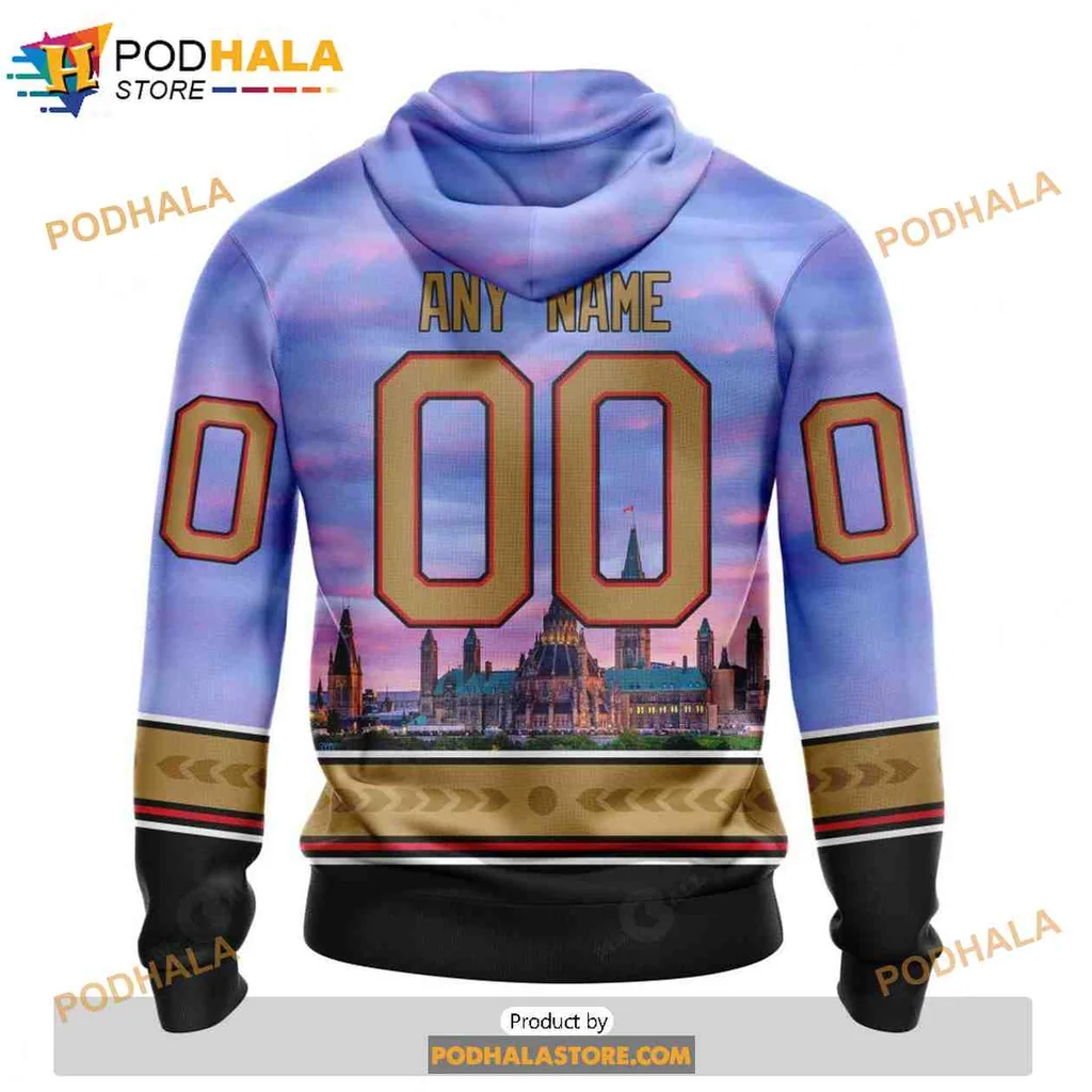 Proud Ottawa Senators All Over Print Hoodie Featuring Parliament Hill Design Proud Ottawa Senators All Over Print Hoodie Featuring Parliament Hill Design