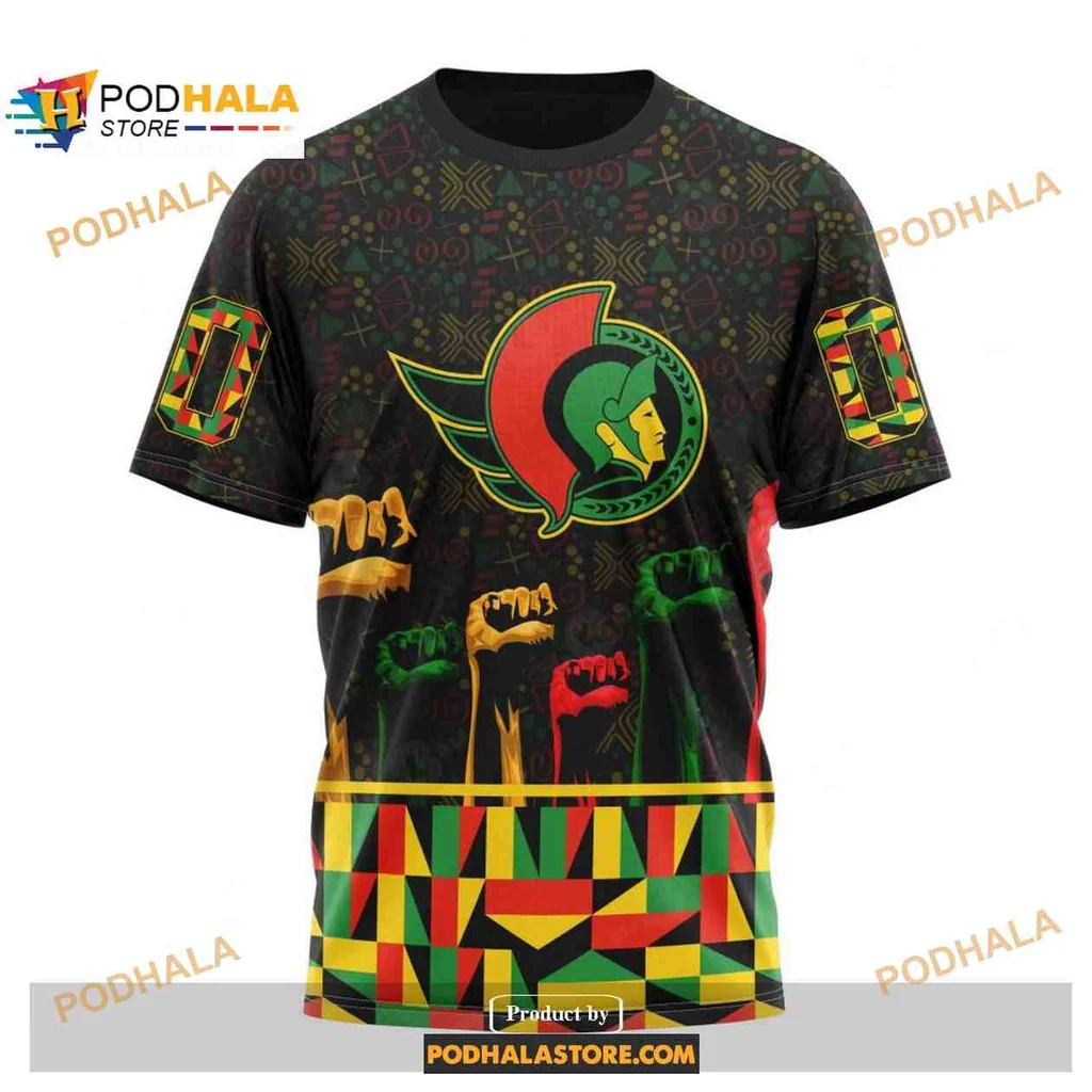 Proud Ottawa Senators Black History Month Hoodie With Vibrant Fist Design - View 2 Proud Ottawa Senators Black History Month Hoodie With Vibrant Fist Design - View 2