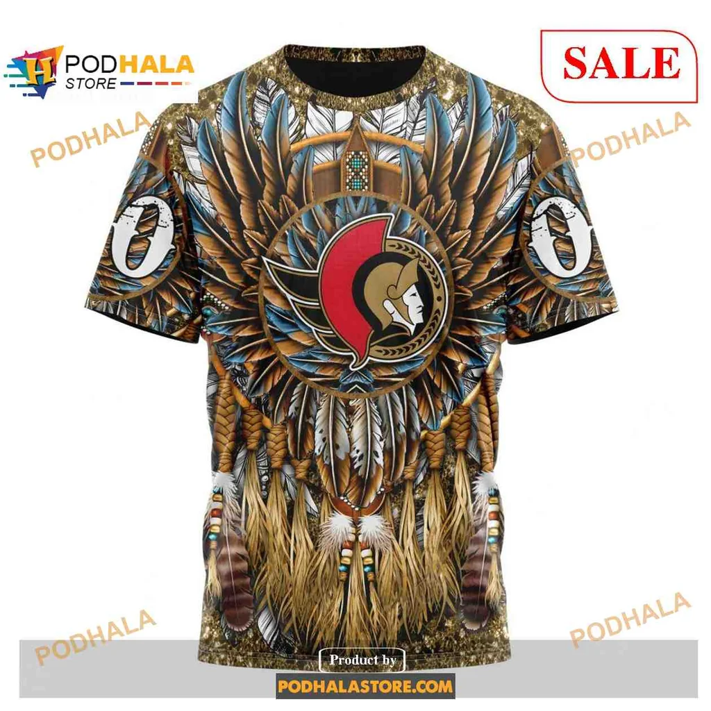 Proud Ottawa Senators Native American AOP Hoodie With Intricate Feather Design Proud Ottawa Senators Native American AOP Hoodie With Intricate Feather Design