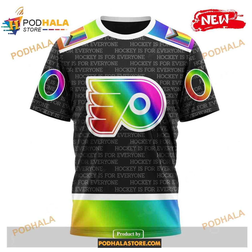 Proud Philadelphia Flyers Rainbow Hoodie Celebrating Inclusivity And Pride - View 2 Proud Philadelphia Flyers Rainbow Hoodie Celebrating Inclusivity And Pride - View 2