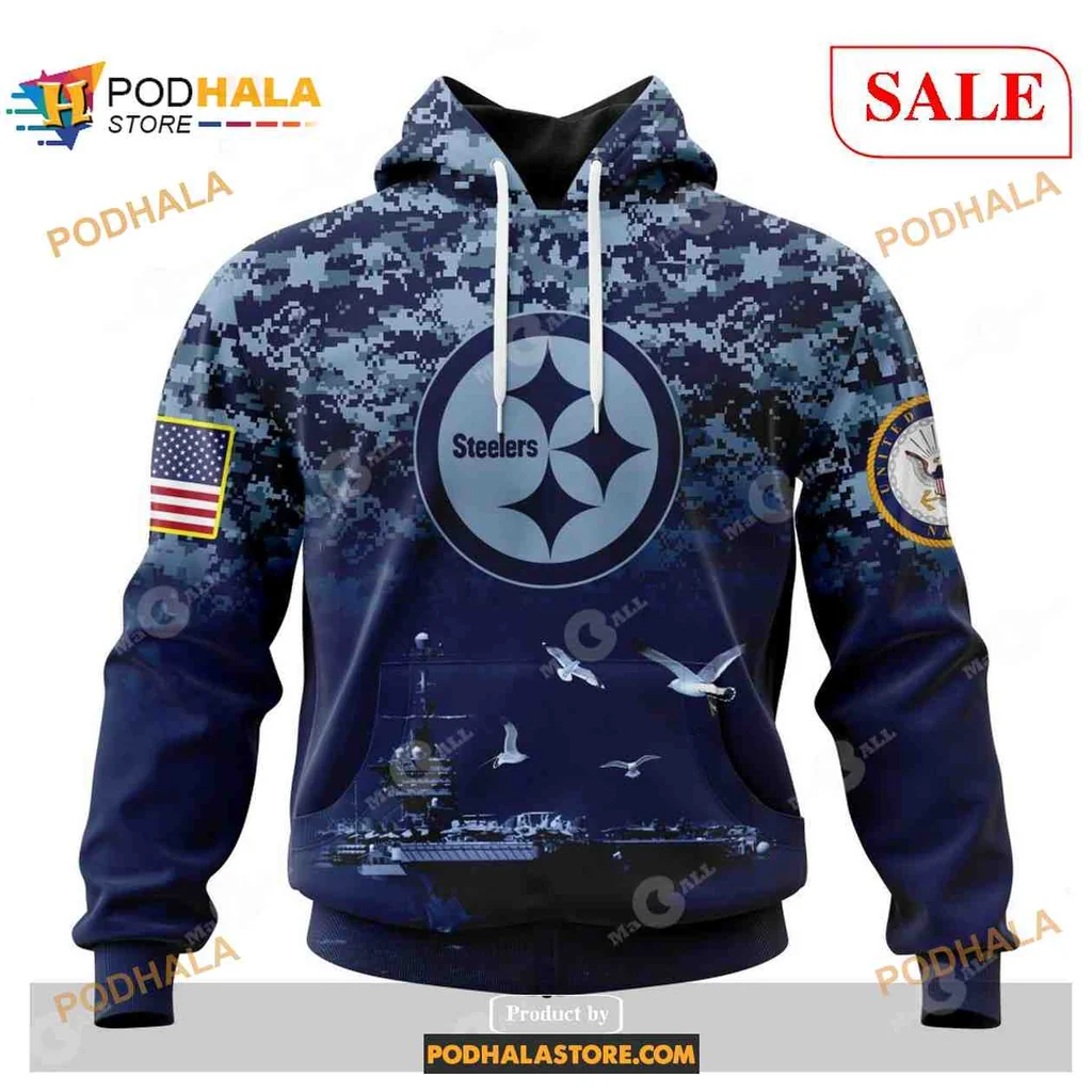 Proud Pittsburgh Steelers Navy Hoodie Featuring Us Navy Design Elements