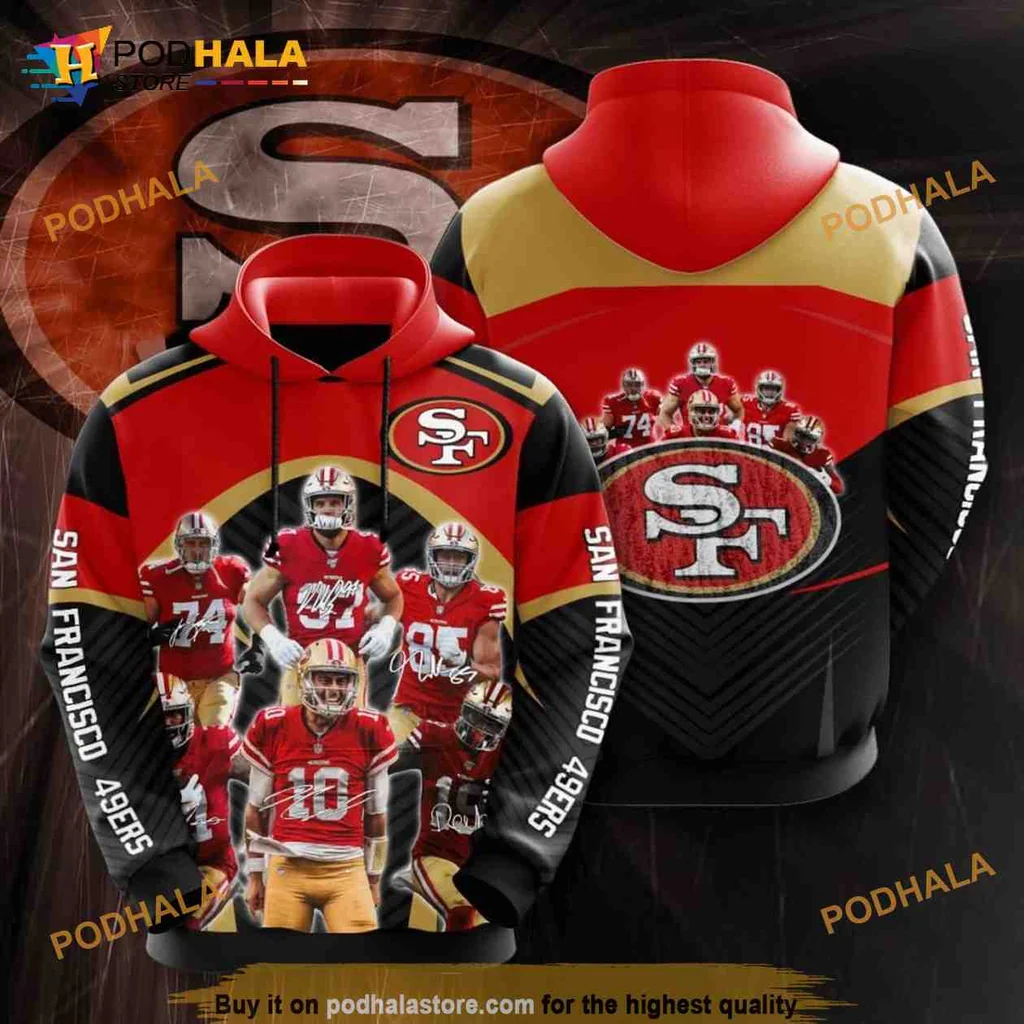 Proud San Francisco 49ers 3d Hoodie With Team Logo And Player Collage