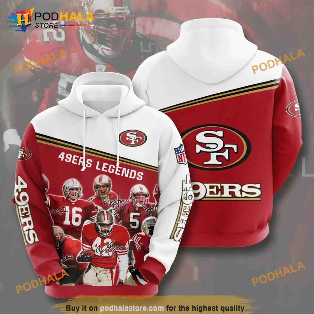 Proud San Francisco 49ers Legends 3d Hoodie Featuring Iconic Sf Logo