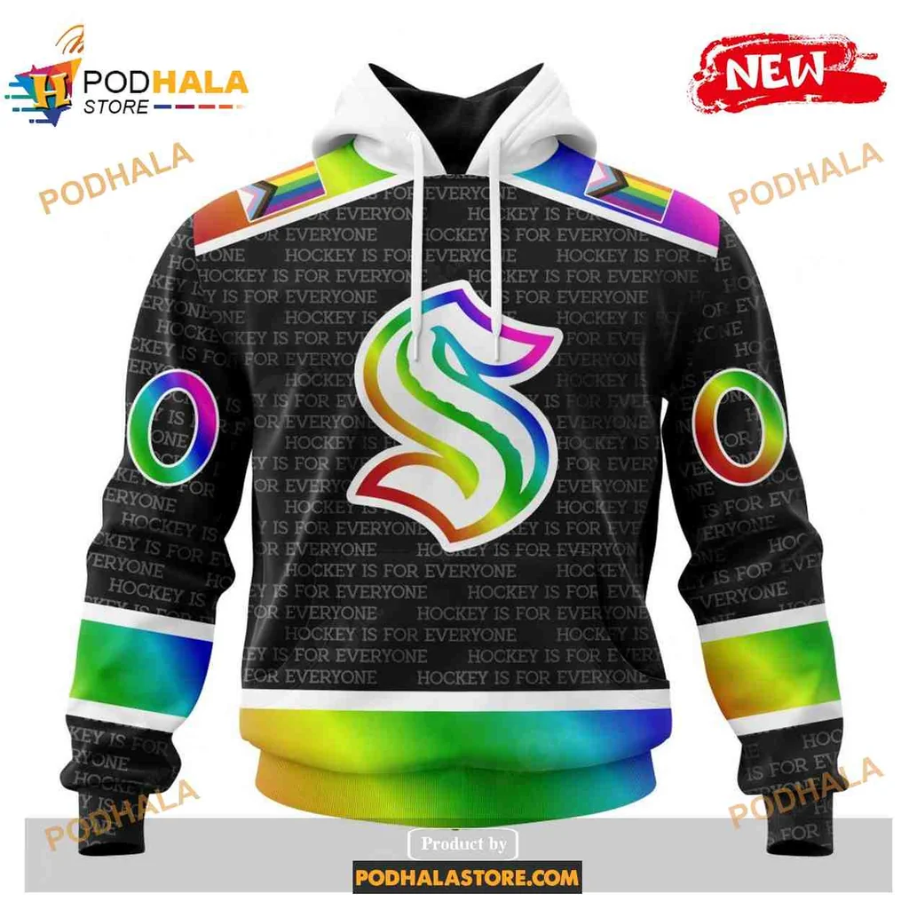 Proud Seattle Kraken Rainbow 3d Hoodie Featuring Hockey Is For Everyone Design