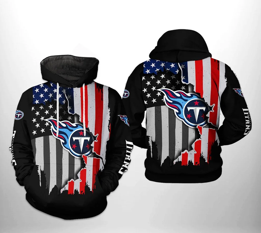 Proud Tennessee Titans 3d Hoodie Featuring American Flag Design