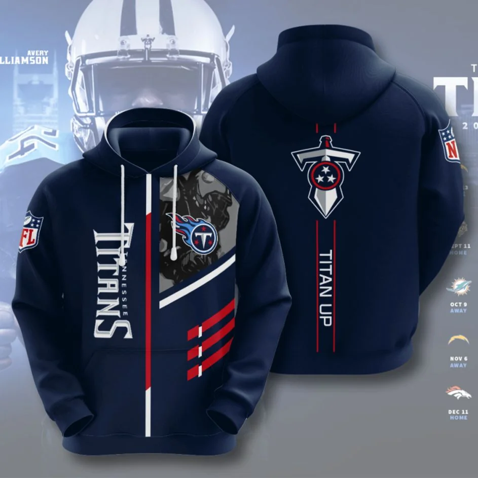 Proud Tennessee Titans 3d Hoodie Featuring Bold Team Name And Helmet Graphic