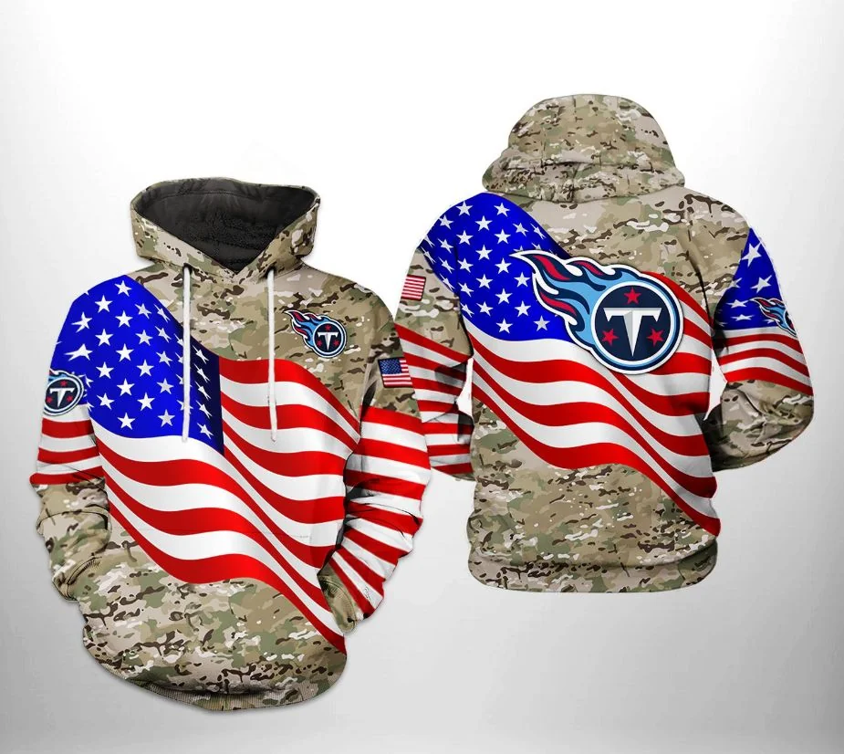 Proud Tennessee Titans Camouflage 3d Hoodie With American Flag Design