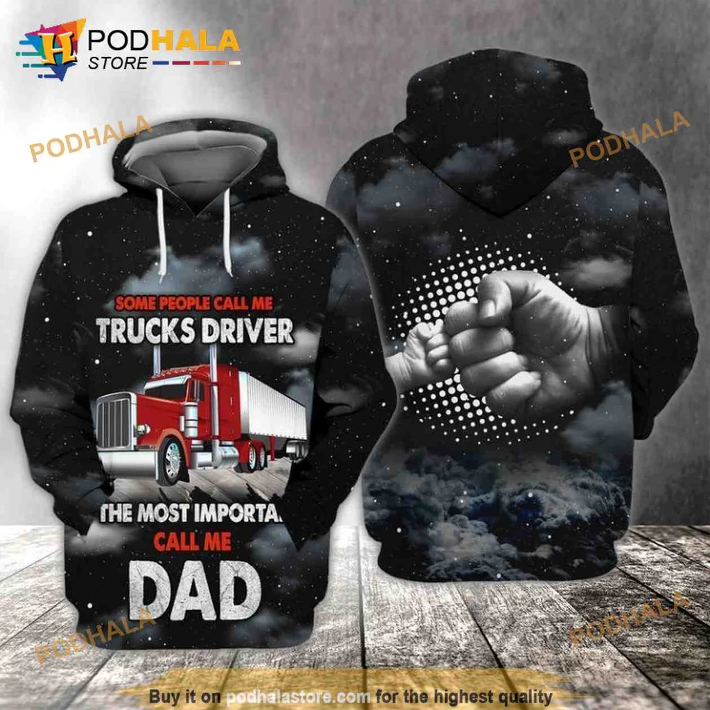 Proud Truck Driver 3d Hoodie Featuring Red Truck And Heartfelt Message