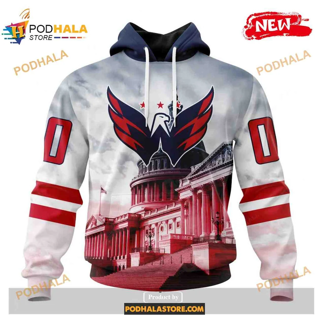 Proud Washington Capitals Eagle 3d Hoodie Featuring Capitol Building Design