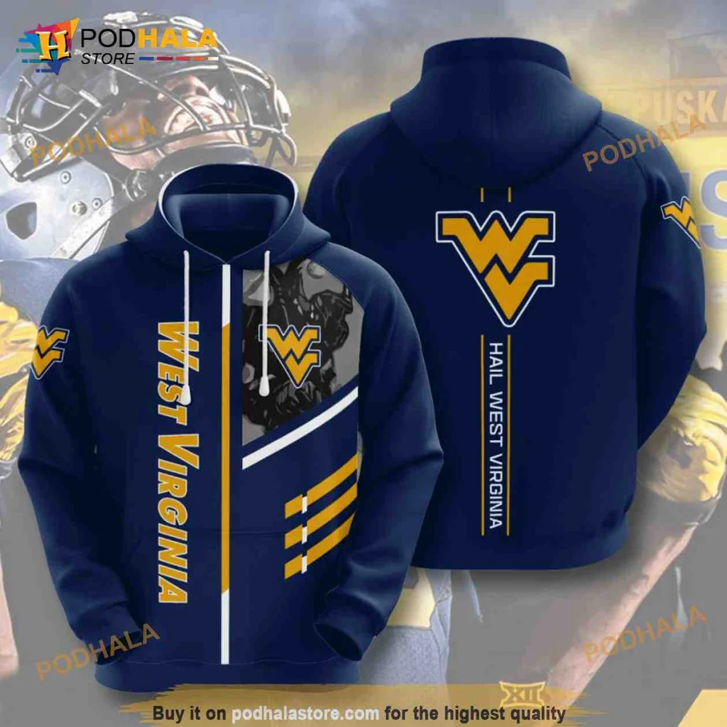 Proud West Virginia Mountaineers 3d Hoodie With Hail West Virginia Design
