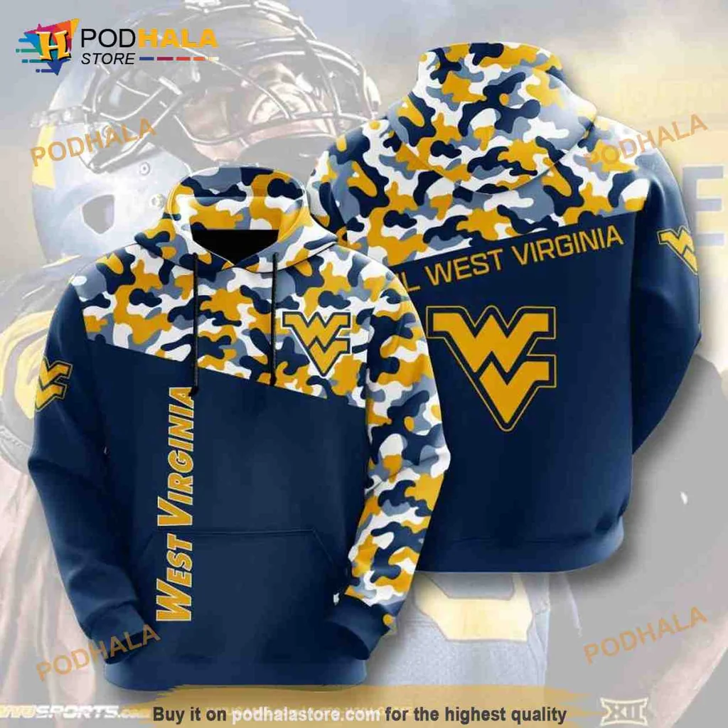 Proud West Virginia Mountaineers 3d Hoodie With Vibrant Camouflage Design