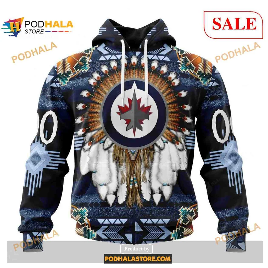Proud Winnipeg Jets Indigenous Hoodie With Unique Feather Design