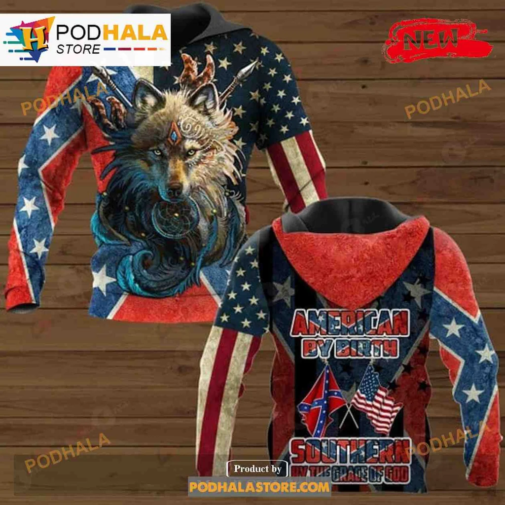 Proud Wolf American Flag 3d Hoodie Featuring Fierce Patriotic Design