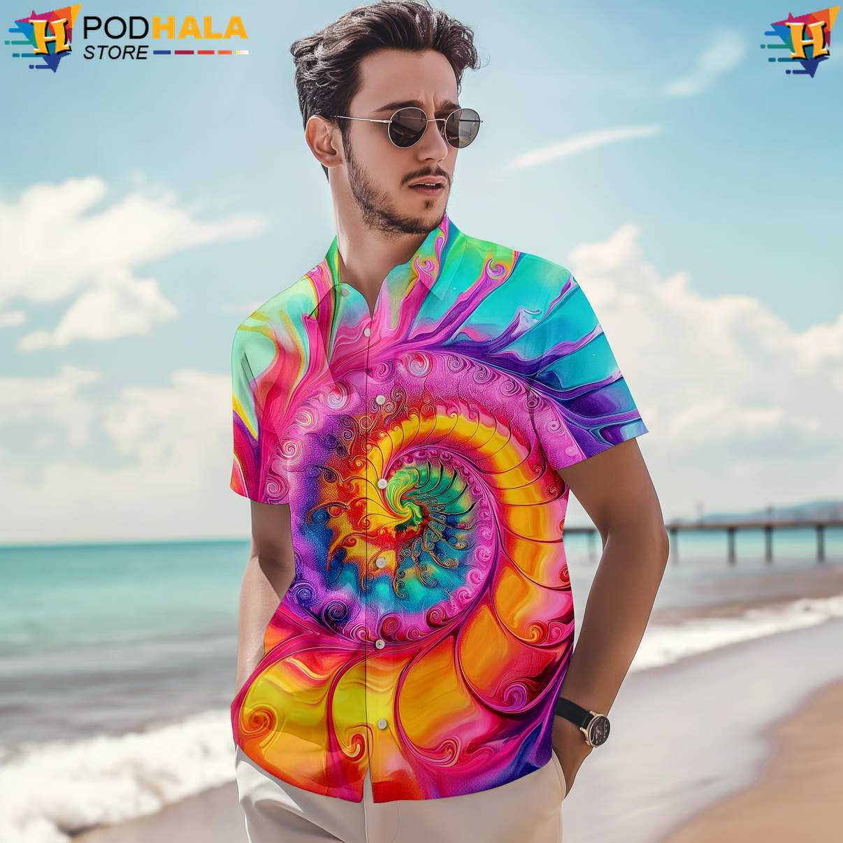 Psychedelic Dye Tropical Shirt Funny Mens Short Sleeve Beach Button Up Psychedelic Dye Tropical Shirt Funny Mens Short Sleeve Beach Button Up