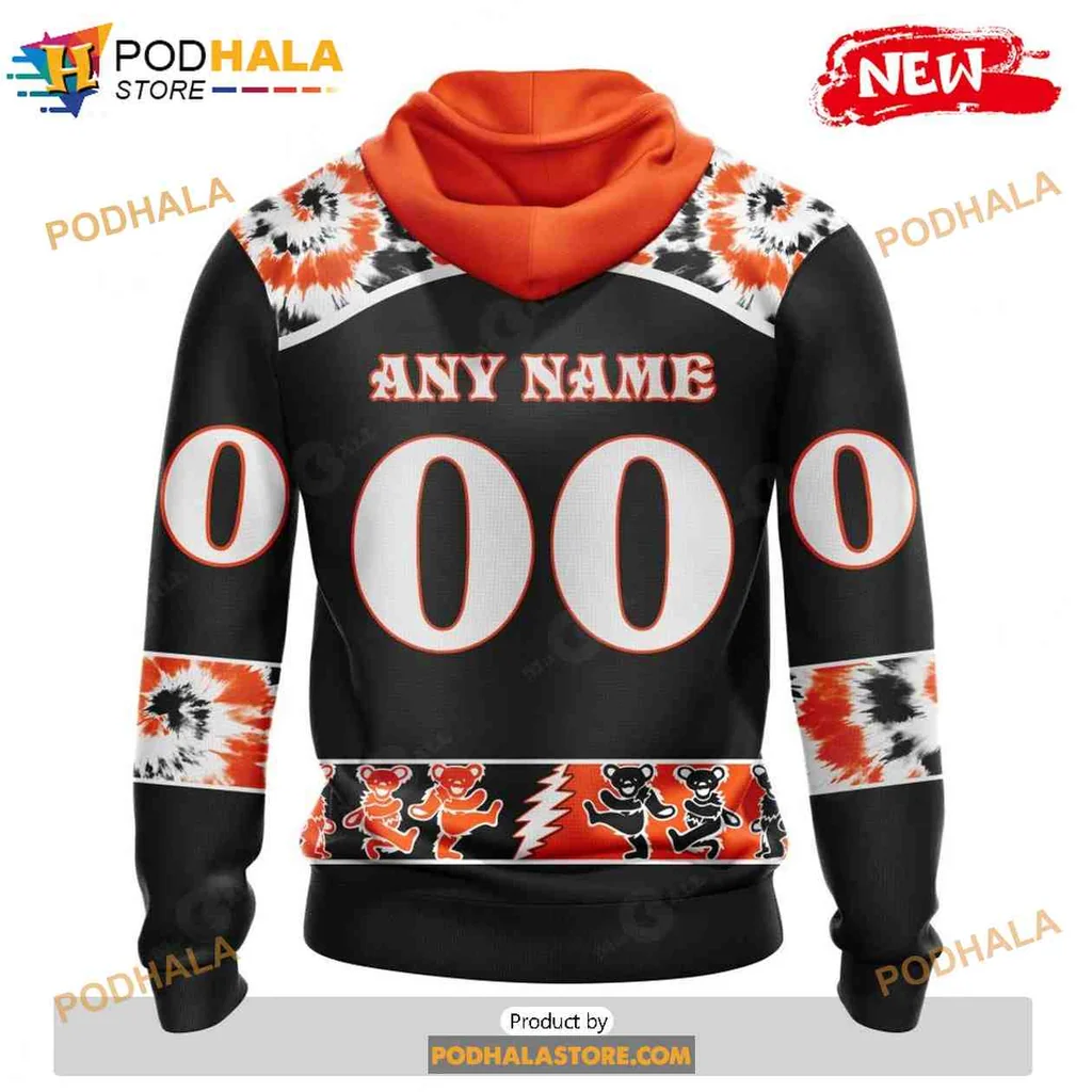 Psychedelic Philadelphia Flyers All Over Print Hoodie With Grateful Dead Design Psychedelic Philadelphia Flyers All Over Print Hoodie With Grateful Dead Design
