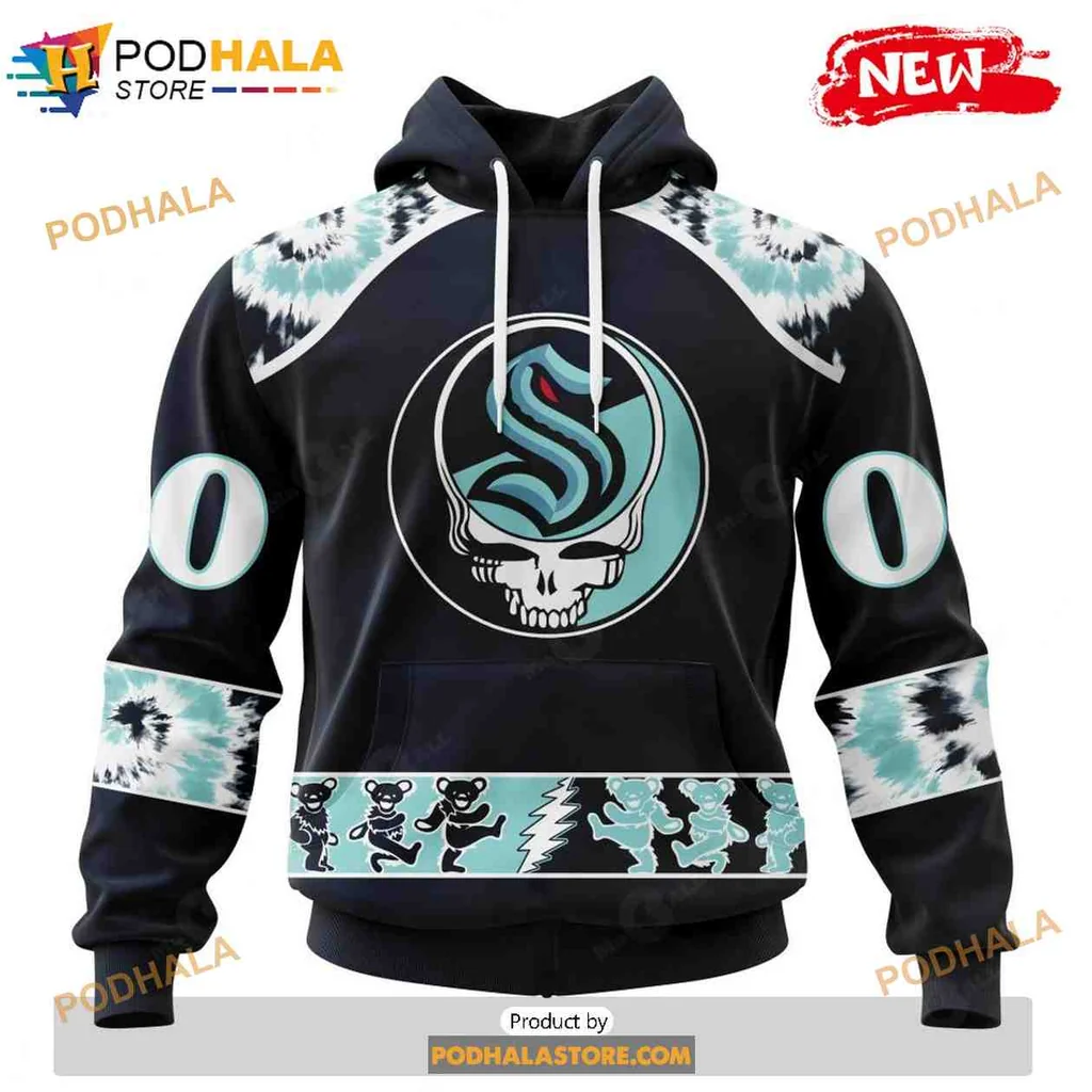 Psychedelic Seattle Kraken 3d Hoodie With Grateful Dead Design